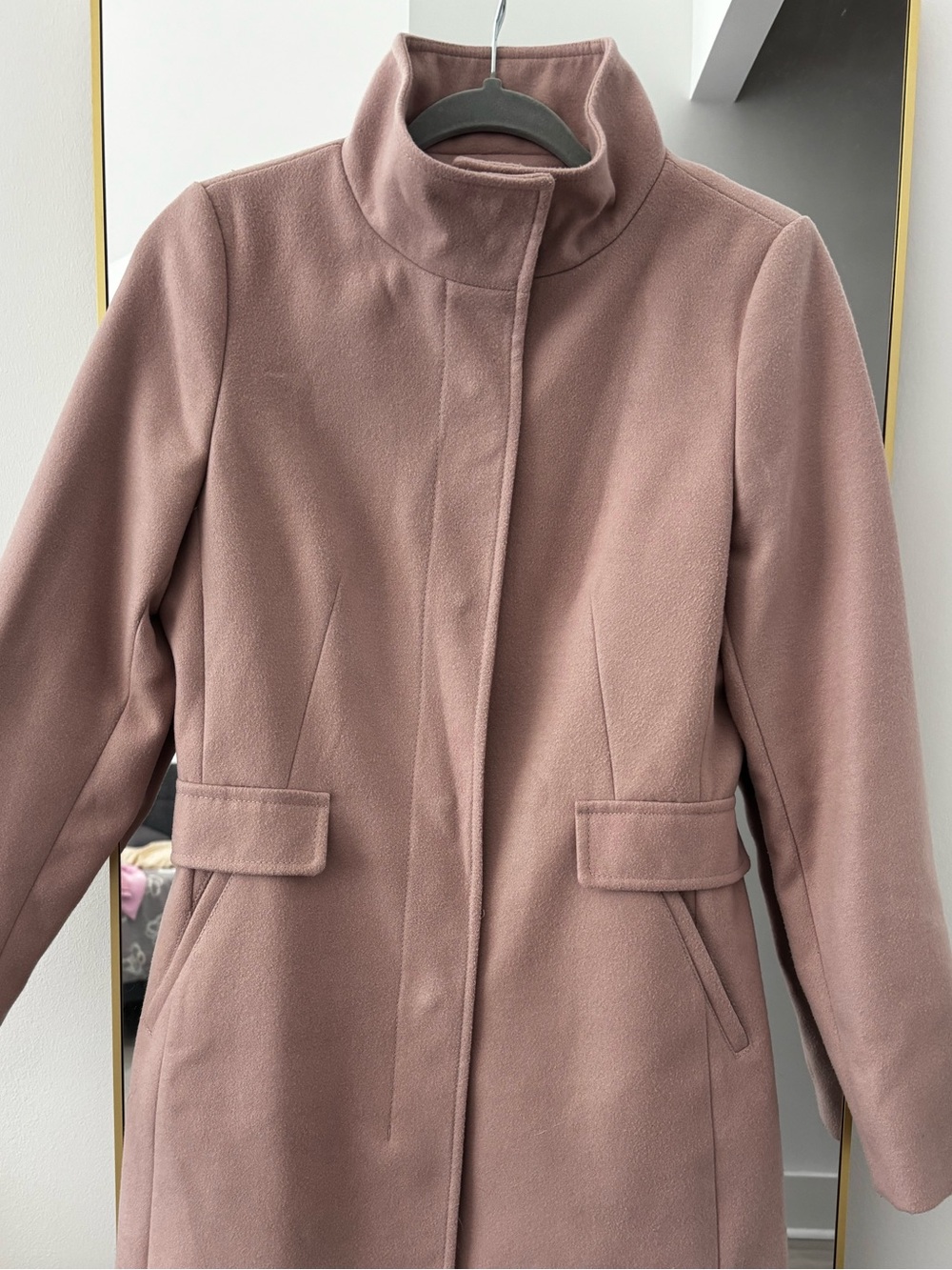 Stand-Collar Women's Dusty Rose Trench Coat